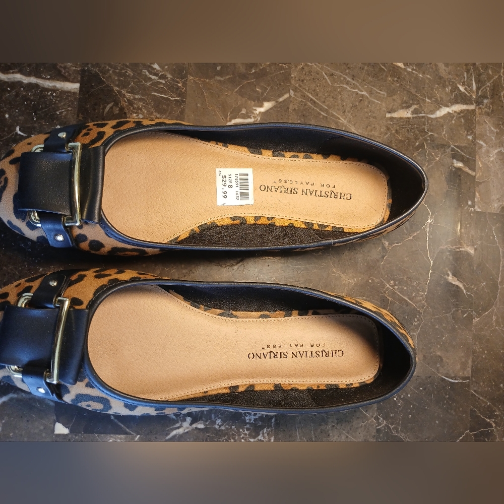 Christian Siriano Leopard Print Flats with Gold Buckle - Picture 3 of 11